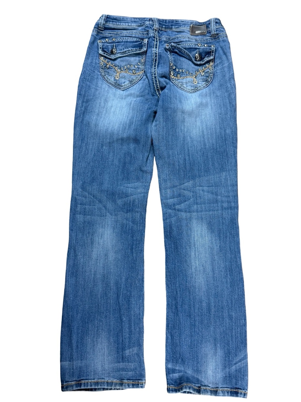Women’s Y2K Petrol Mid Rise Boot Cut Medium Wash Blue Jeans Size 31